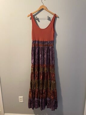 Anthropologie Colima boho tiered snake print maxi dress size:M